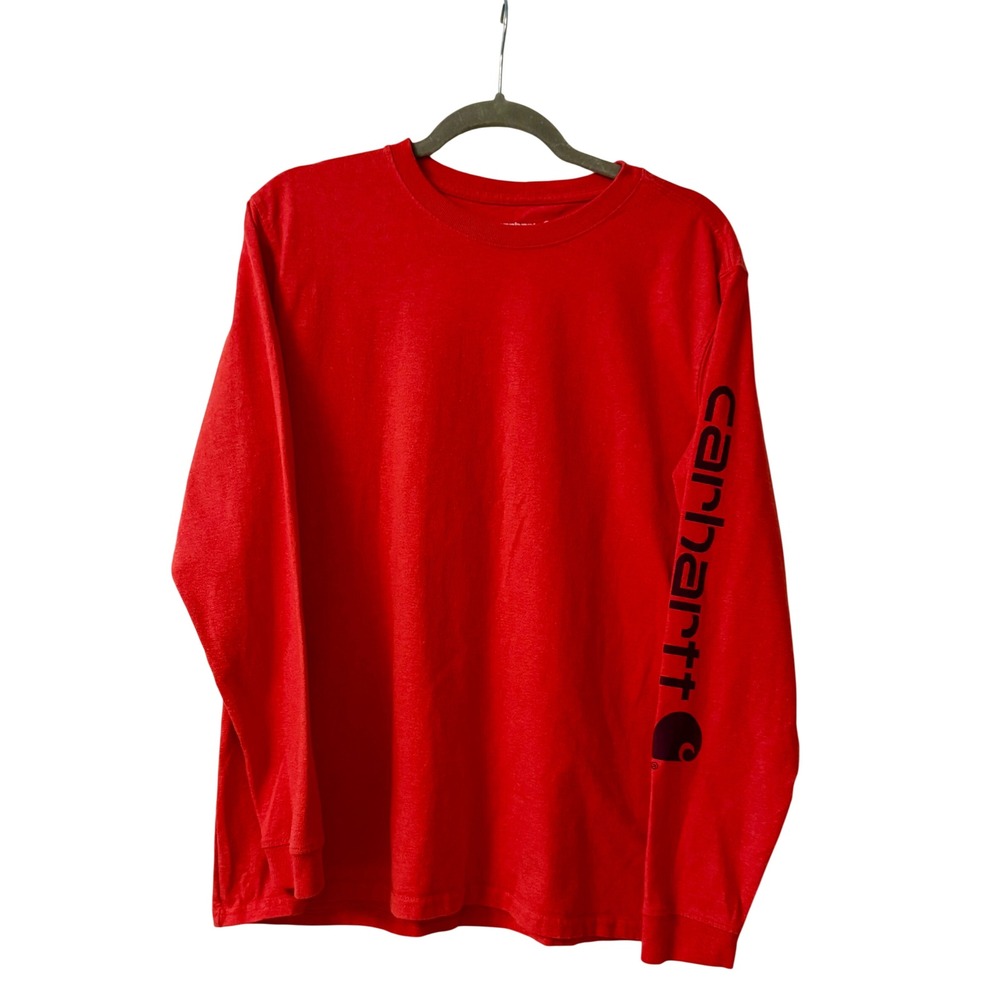 Carhartt Womens Loose Fit Long Sleeve Graphic T-Shirt Red Heather Large